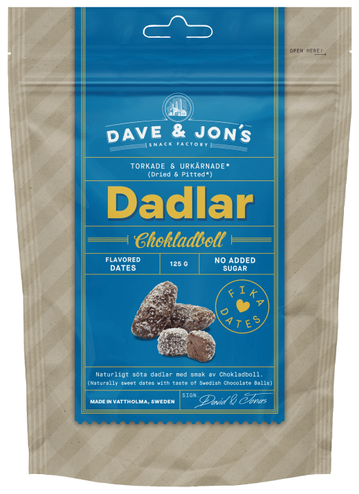 Dave & Jon's Dadlar Chokladboll 125g Dave & Jons