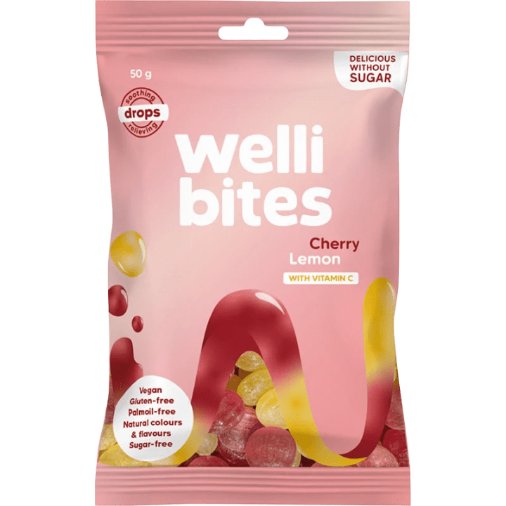 Wellibites Drops Cherry & Lemon Vitamin C 50 g Wellibites