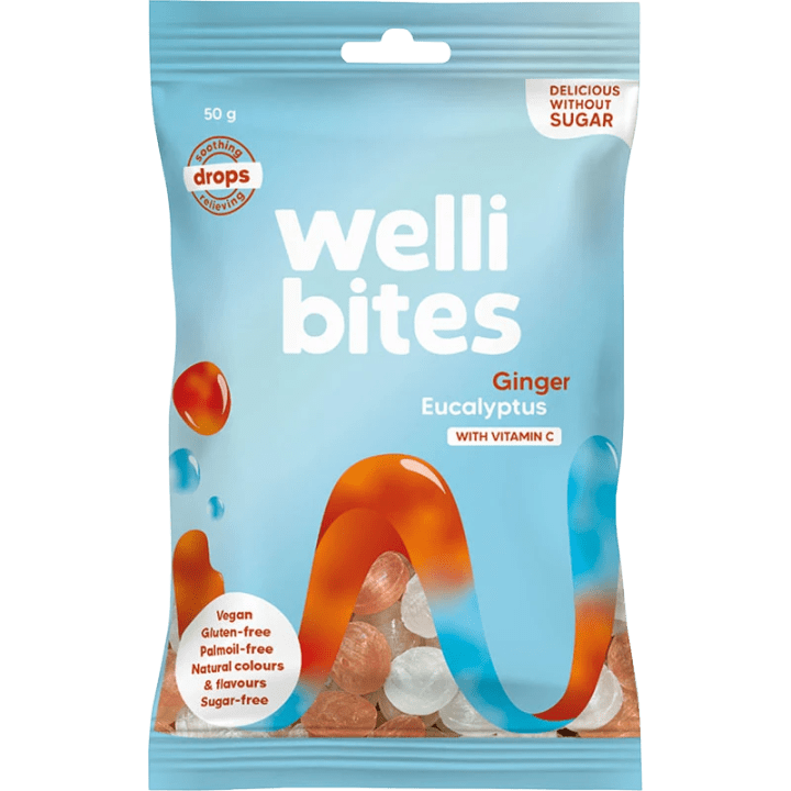 Wellibites Drops Ginger & Eucalyptus Vitamin C 50 g Wellibites