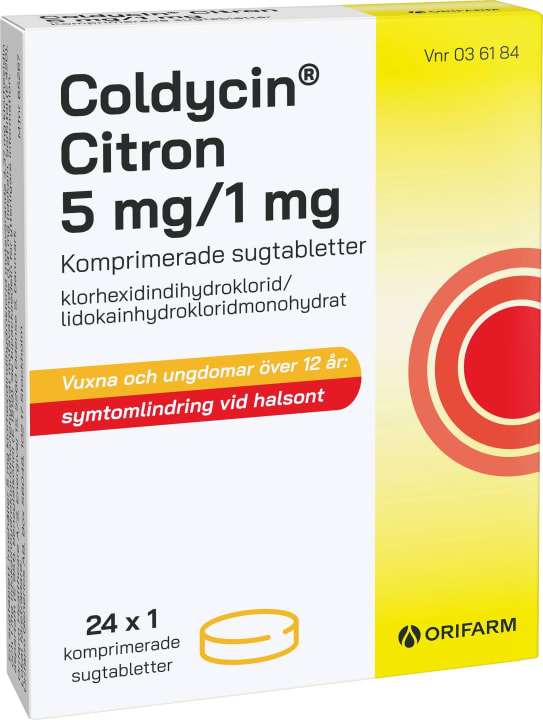 Coldycin Citron 5mg/1mg, 24 sugtabletter Coldycin