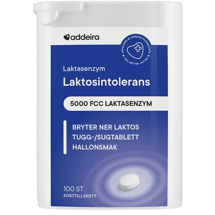 Addeira Laktasenzym vid laktosintolerans 100 tuggtabletter Addeira