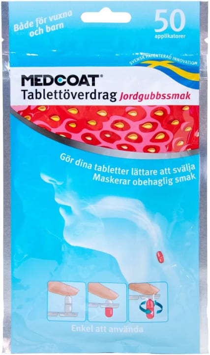 Medcoat Tablettöverdrag, Jordgubbsmak, 50 st Medcoat