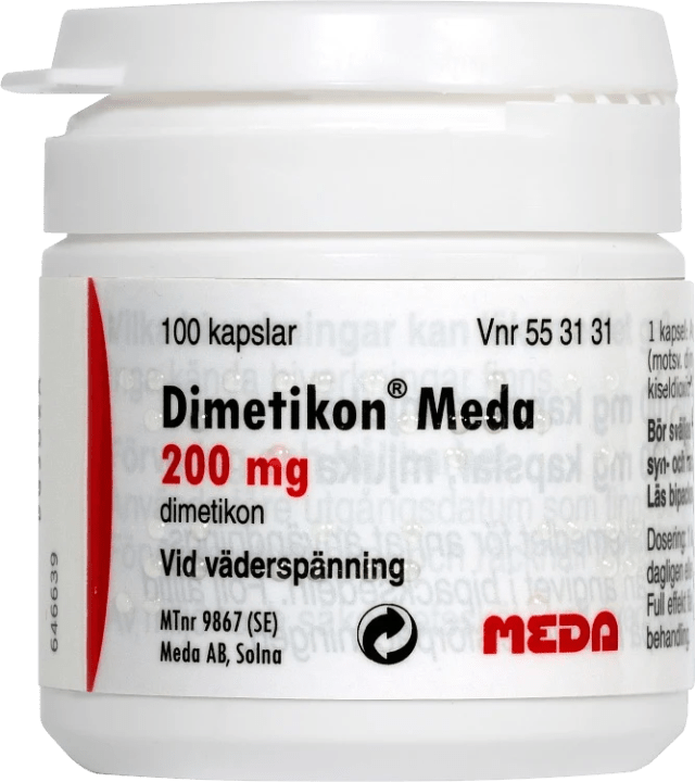 Dimetikon Meda mjuk kapsel 200 mg 100 st Dimetikon meda