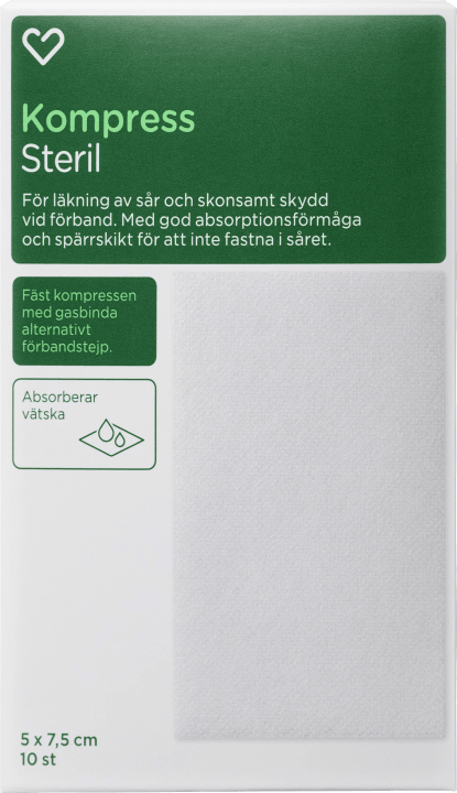 Hjärtats Kompress Steril 5cm x 7,5cm 10st Hjärtats