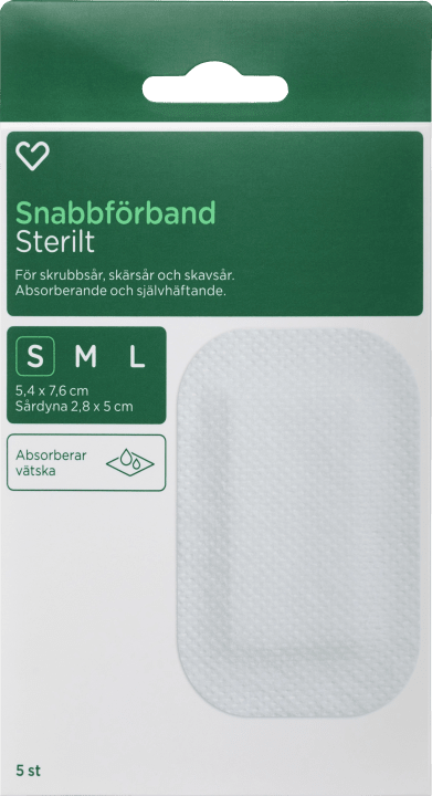 Hjärtats Snabbförband Sterilt 5,4cm x 7,6cm 5st Hjärtats