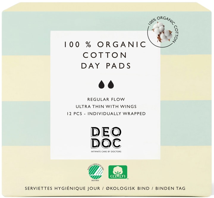 DeoDoc Organic Cotton Day Pad 12 st DeoDoc