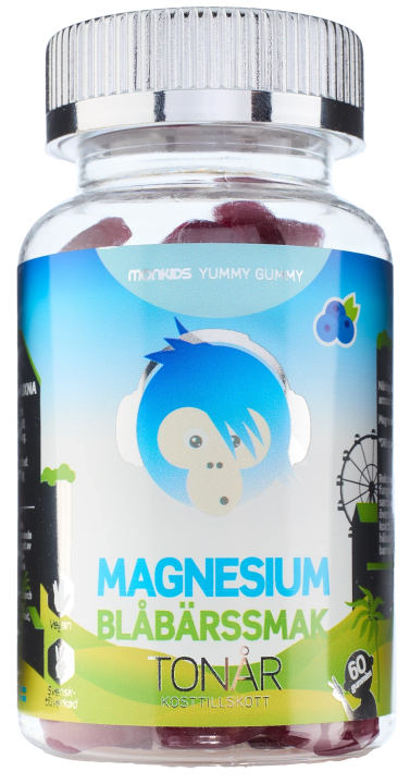 Monkids Magnesium Tonår Blåbär 60 st Monkids