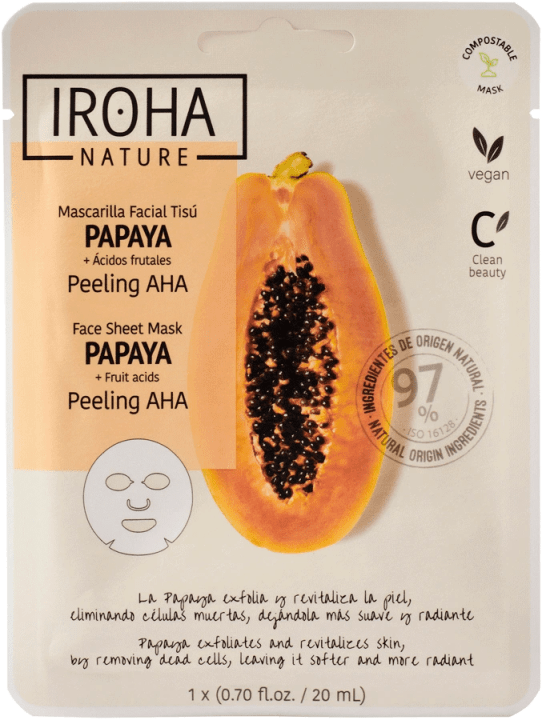 Iroha Nature Peeling AHA Papaya Face Sheet Mask 20 ml Iroha Nature