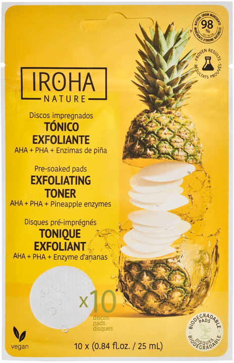 Iroha Nature Exfoliating Toner Pads AHA + PHA + Pinapple Enzymes 10 st Iroha Nature