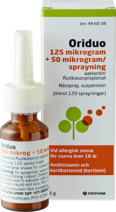 Oriduo Nässpray, suspension 125mikrogram+50mikrogram/sprayning, 120sprayningar Orifarm