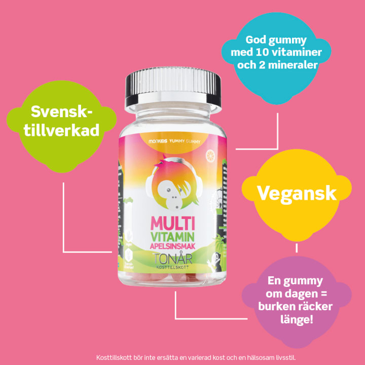 Monkids Multvitamin Tonår Apelsin 60 st Monkids