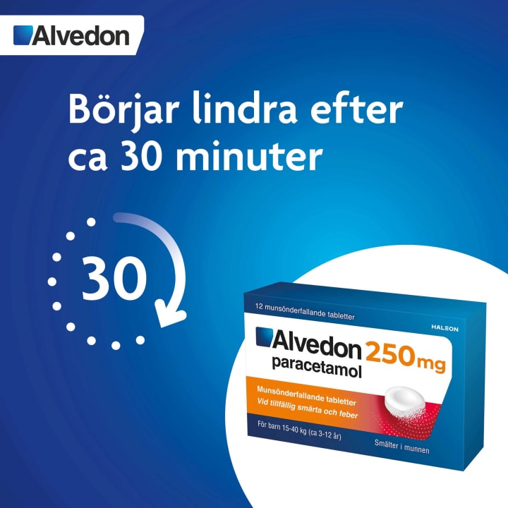 Alvedon munsönderfallande tablett 250 mg 12 st Alvedon