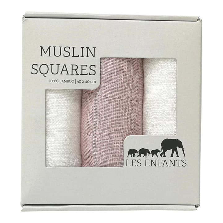 Les Enfants Muslin Squares 3-pack Rosa/Vit Les Enfants