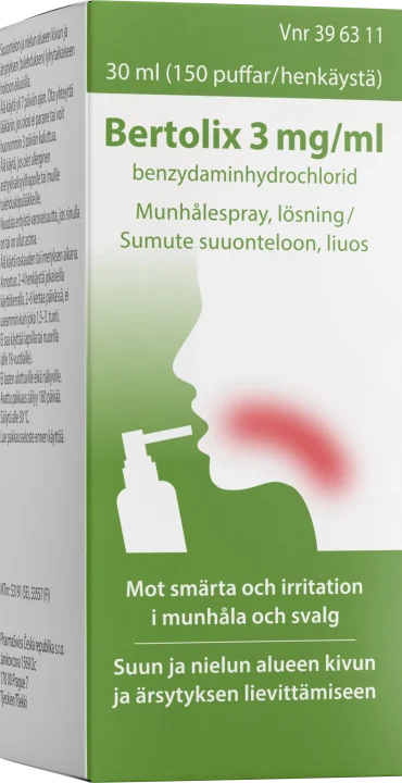 Bertolix Munhålespray, lösning 3mg/ml Sprayflaska 30ml (150 puffar) Bertolix
