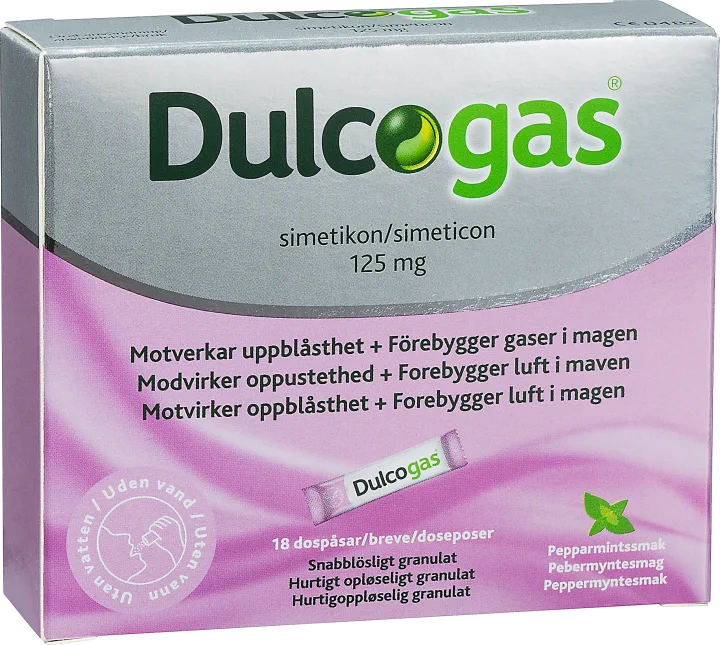 Dulcogas pepparmint dospåse 125 mg 18 st Dulcogas