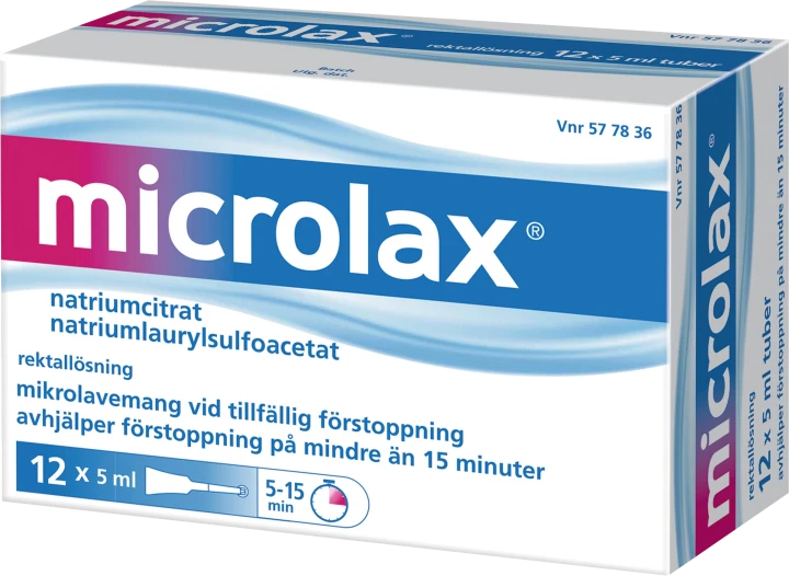 Microlax rektallösning tub 12 x 5 ml Microlax