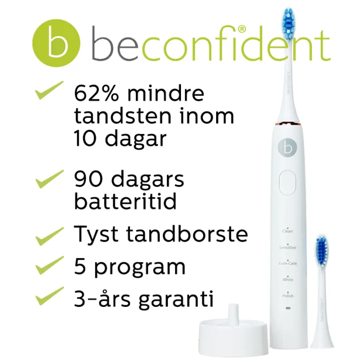 Beconfident Sonic Whitening Tandborste Vit/Roseguld 1 st Beconfident