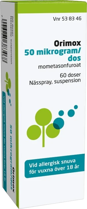 Orimox Orifarm Nässpray suspension 50 µg/dos 60 doser Orifarm