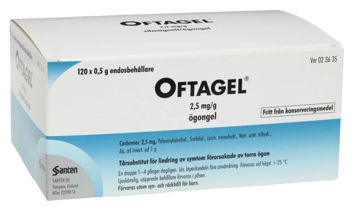 Oftagel ögongel i endosbehållare 2,5 mg/g 120 st Oftagel