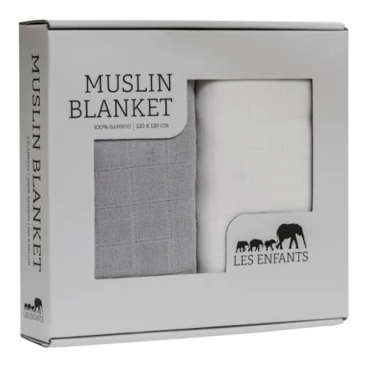 Les Enfants Muslin Blanket 2-pack Grå/Vit Les Enfants