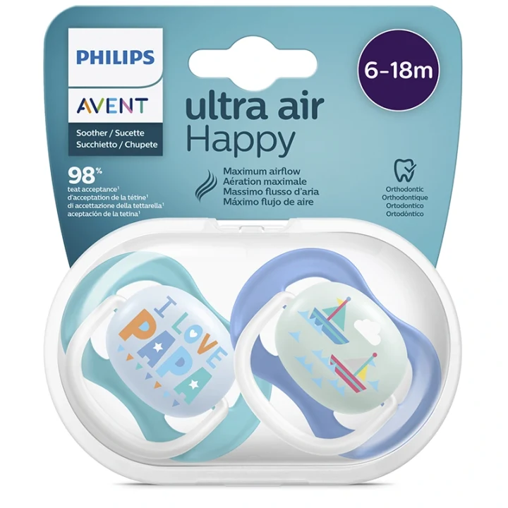 Philips Avent Ultra Air Napp 6-18 mån Pappa/Båt 2-pack Philips Avent