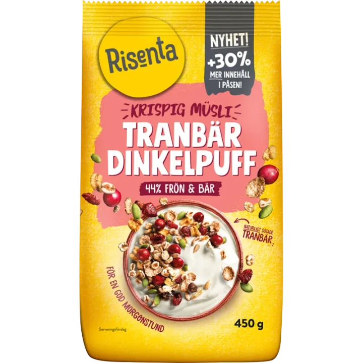 Risenta Krispig Müsli Tranbär Dinkelpuff 450 g Risenta