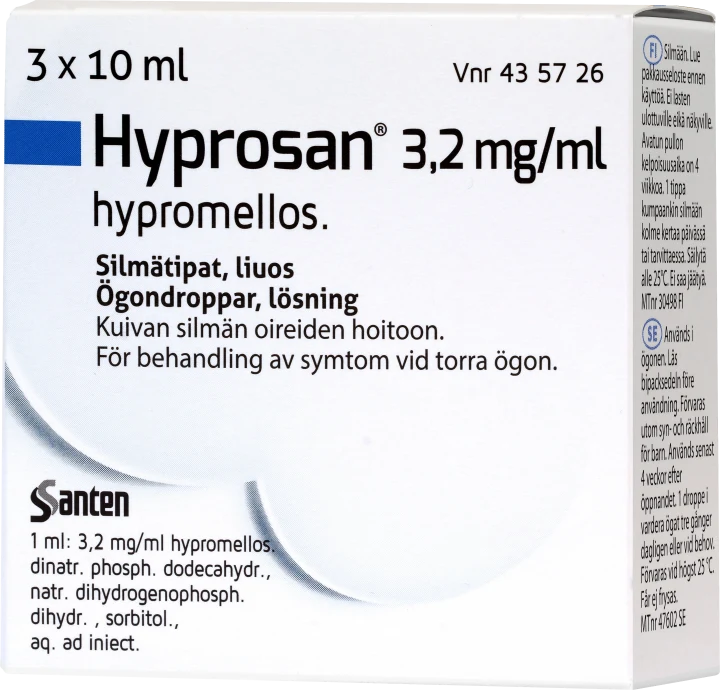 Hyprosan ögondroppar lösning 3,2 mg/ml 3x10 ml Hyprosan