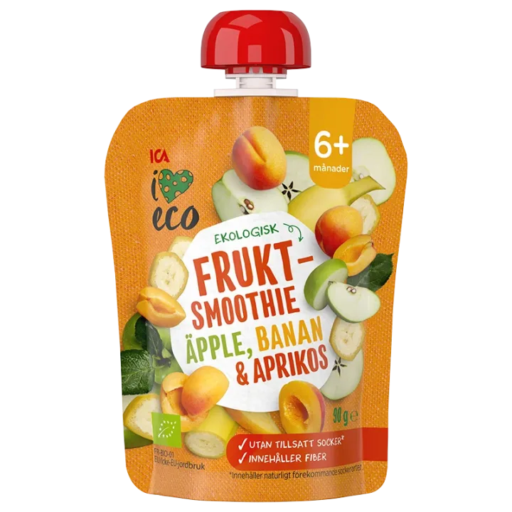 ICA I Love Eco Fruktsmoothie Äpple Banan Aprikos 90 g ICA I Love Eco