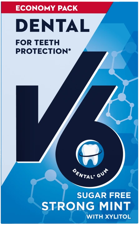 V6 Dental Care Strong Mint tuggummi 72g V6