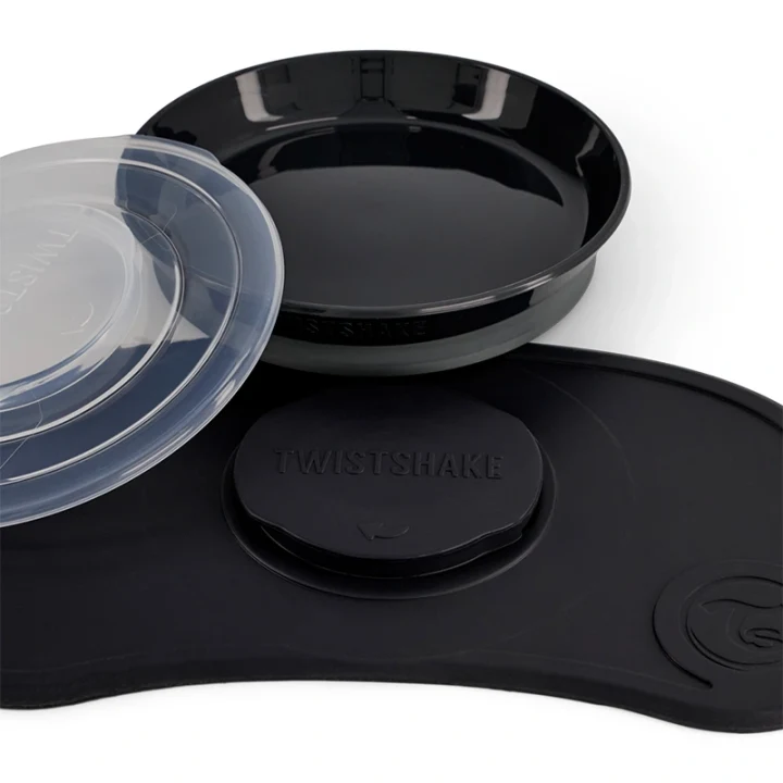 Twistshake Click-Mat Mini + Plate Black Twistshake