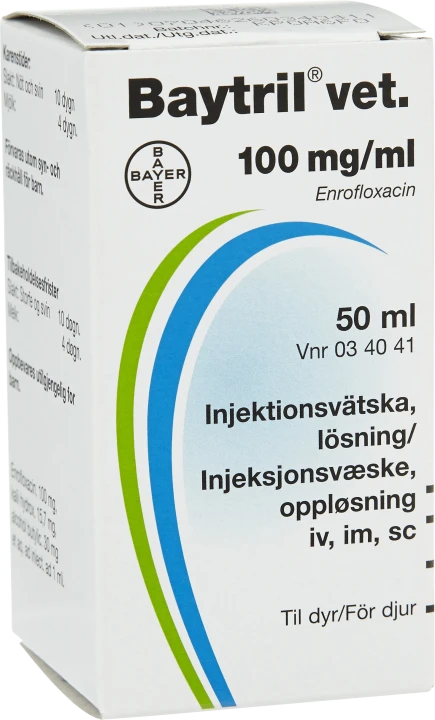 Baytril® vet. Injektionsvätska, lösning 100mg/ml Injektionsflaska, 50ml 