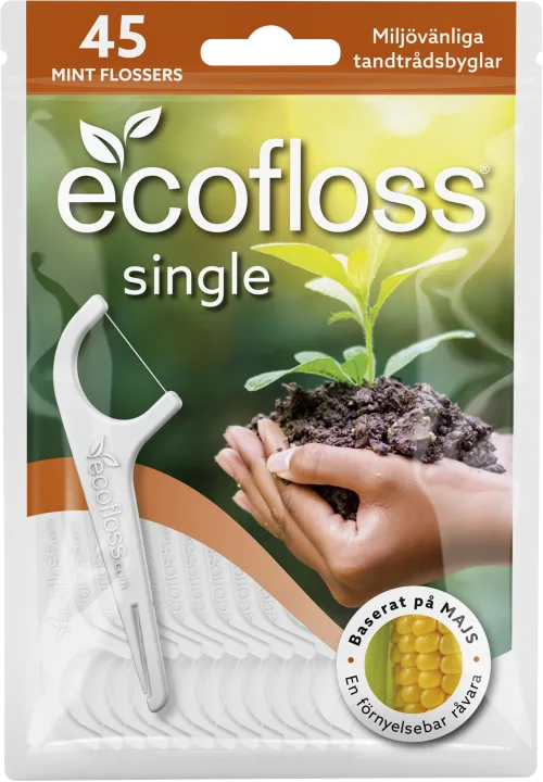 Ecofloss Single Tandtråd med Hållare 45 st Ecofloss