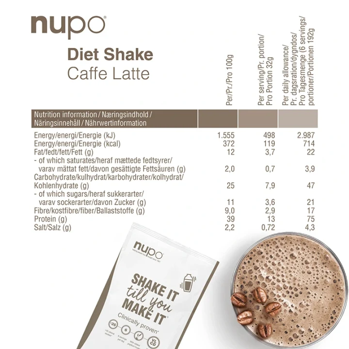 Nupo Diet Shake Caffe Latte 12 portioner Nupo