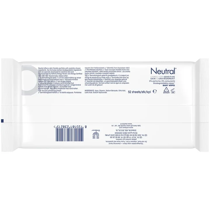 Neutral Baby Våtservetter 52 st Neutral
