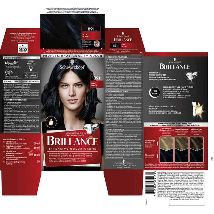 Schwarzkopf Brillance Hårfärg 891 Blue Black Schwarzkopf