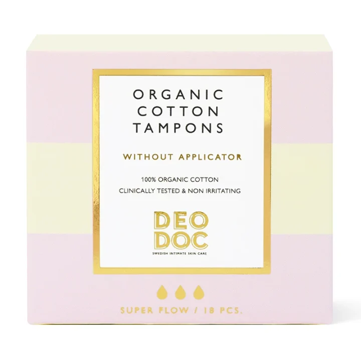 DeoDoc Ekologisk Bomullstampong Super utan Applikator 18 st DeoDoc