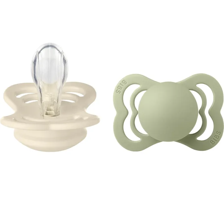 BIBS Supreme Silicone Ivory/Sage 2-pack Size 1 Bibs