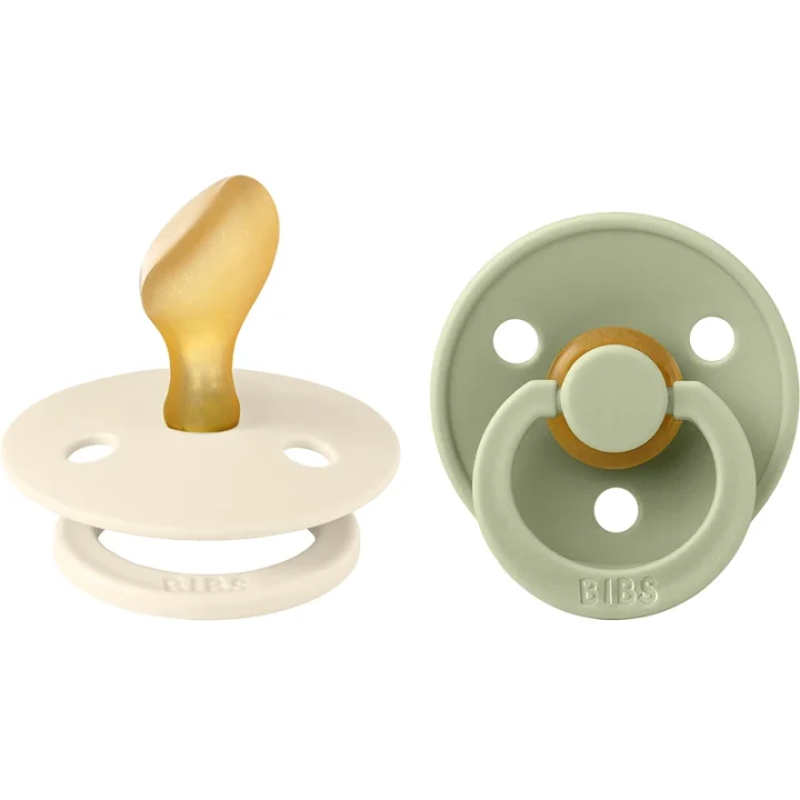 BIBS Colour Latex Anatomical Ivory/Sage 2-pack Size 2 Bibs