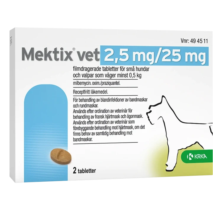 Mektix vet Filmdragerad tablett 2,5mg/25mg Blister, 2tabletter Mektix vet