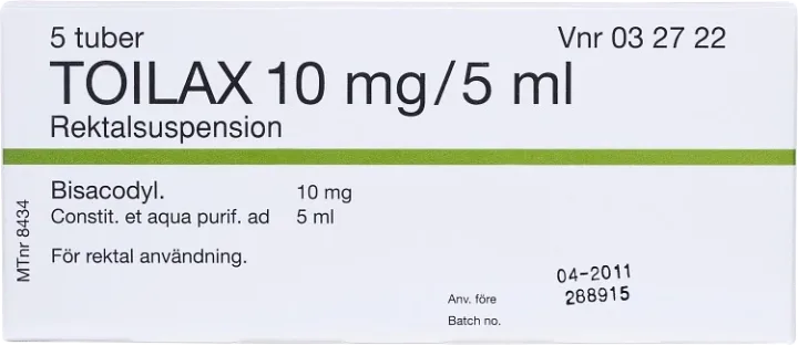 Toilax rektalsuspension 10 mg/5 ml tub 5 x 5 ml Toilax