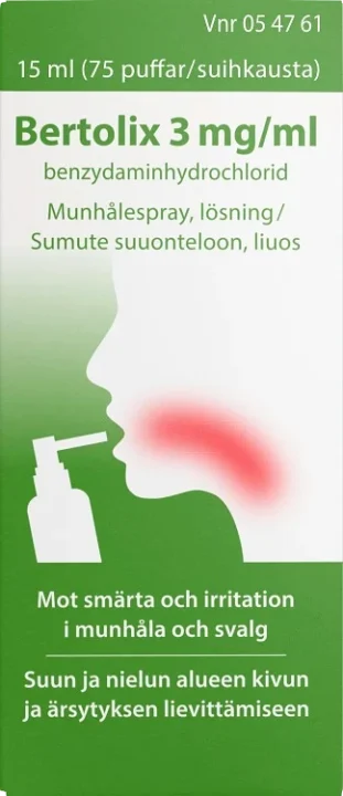 Bertolix Munhålespray, lösning 3mg/ml Sprayflaska, 15ml (75puffar) Bertolix