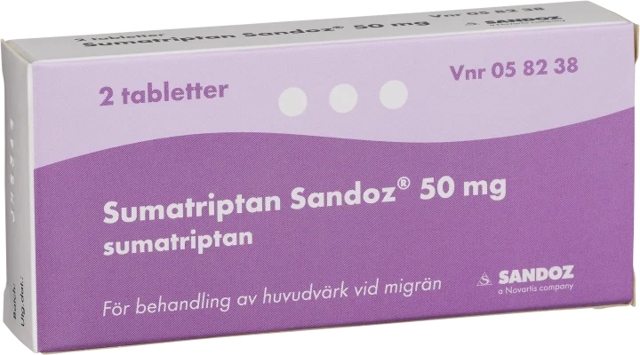Sumatriptan Sandoz filmdragerad tablett 50 mg 2 st Sandoz