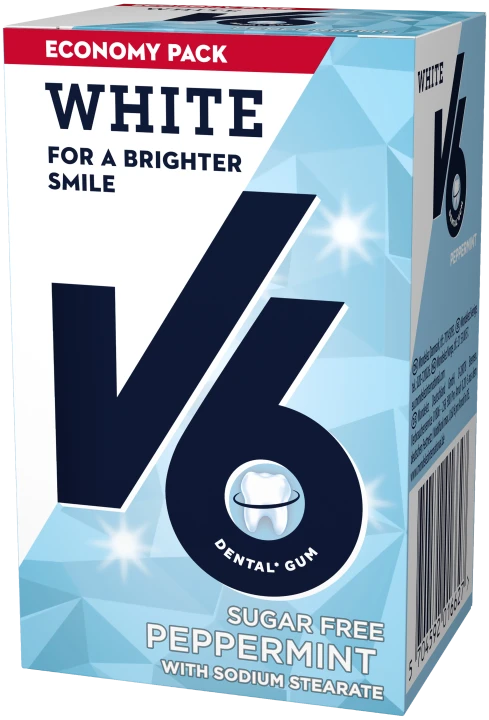 V6 White Peppermint tuggummi 72 g V6