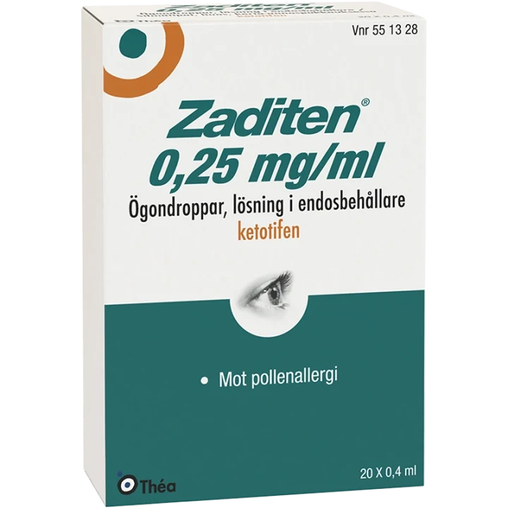 Zaditen ögondroppar i endosbehållare 0,25 mg/ml 20x0,4 ml Zaditen
