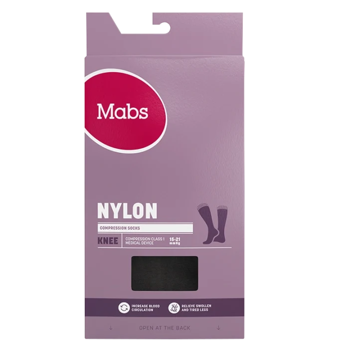 Mabs Nylon Knee Wide Black 1 par XL Mabs