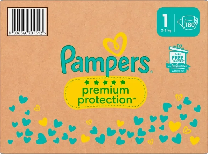 Pampers Premium Protection S1 2-5kg 180st Pampers