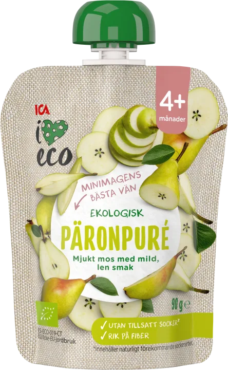 ICA I Love Eco Päronpuré 90 g ICA I Love Eco
