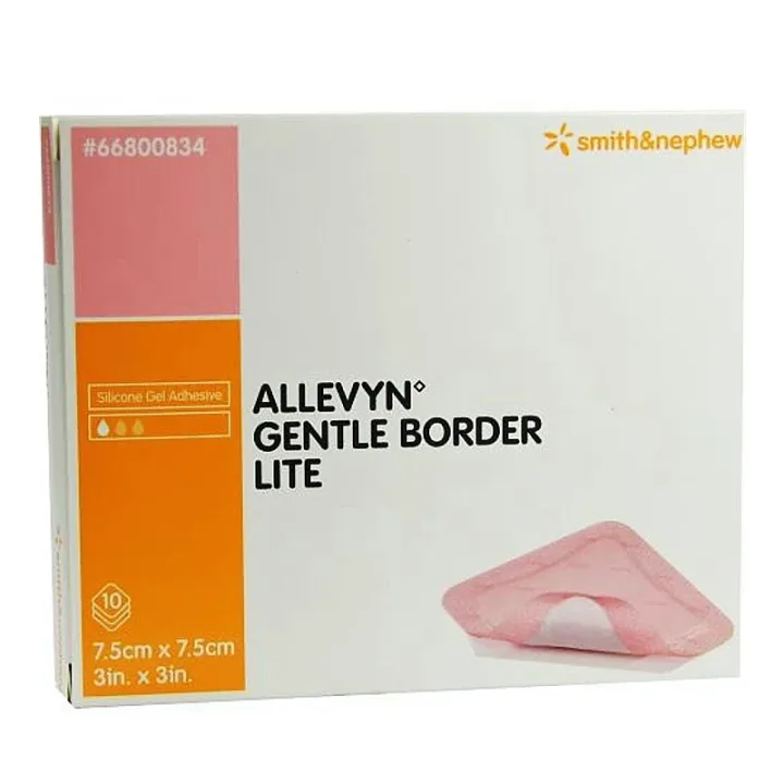 Allevyn Gentle Border Lite vidhäftande förband 7,5 x 7,5 cm 10styck Allevyn