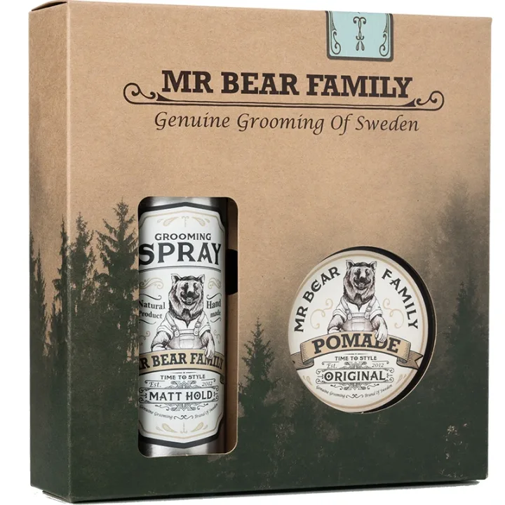Mr Bear Family Kit - Spray & Pomade Sweetwood 200 + 100 ml Mr Bear Family