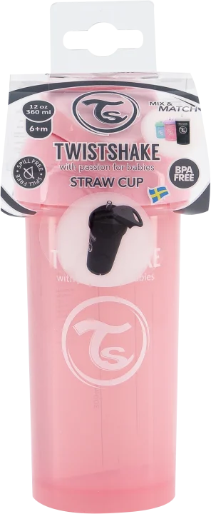 Twistshake Straw Cup 360 ml 6+ mån Pasell Rosa Twistshake